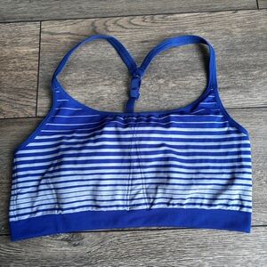 Athleta Up Tempo Energy Stripe Blue Sports Bra (no Pads)  Sz XL Style 667072